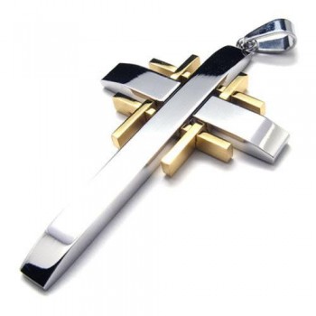 Men's Pure Titanium Cross Necklace Pendant Chain (New) 17696