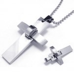 Mens Boys Silver Pure Titanium Cross Pendant Necklace