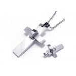 Mens Boys Silver Pure Titanium Cross Pendant Necklace