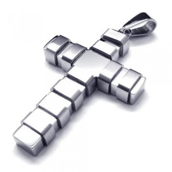 Men's Silver Pure Titanium Cross Pendant Necklace (New) 17698