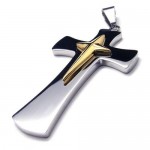 Mens Silver Gold Pure Titanium Cross Pendant Necklace 17233