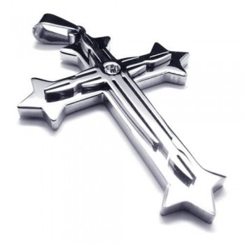 Men's Silver Pure Titanium Cross Pendant Necklace (New) 17692