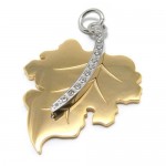 Mens Golden Pure Titanium Maple Leaf Pendant Necklace