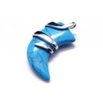 Mens Pure Titanium Turquoise Spear Pendant Necklace