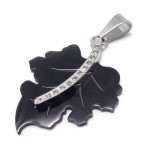 Black Pure Titanium Maple Leaf Pendant Necklace Chain 14672