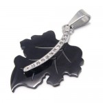 Black Pure Titanium Maple Leaf Pendant Necklace Chain