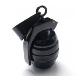 Mens Boy Black Pure Titanium Grenade Pendant Necklace 17655
