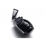 Mens Boy Black Pure Titanium Grenade Pendant Necklace