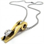 Men's Golden Pure Titanium Pendant Necklace Chain (New) 10589