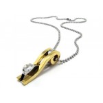 Men's Golden Pure Titanium Pendant Necklace Chain (New)