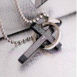 Classical Black Holy Bible Men's titanium cross Pendant