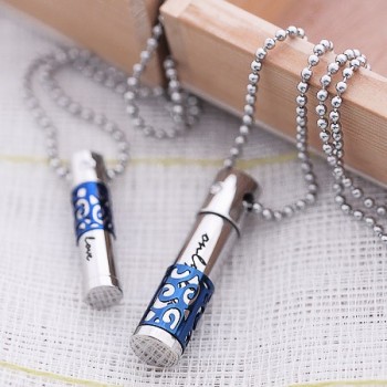 Fashion Blue Sweetheart Lovers Titanium Necklace Pendant