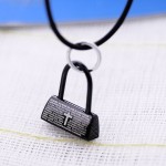Fashion Black Lock with Bible verse and Cross Titanium necklace pendant
