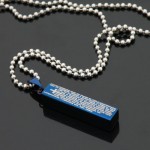 Fashion Cuboid Blue Mens Titanium necklace pendant