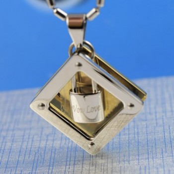 Wow love Sweetheart Lock Titanium Necklace Pendant