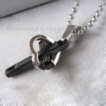 Cool Man Heart Cross Bible Black titanium steel necklace pendant (New)