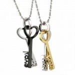 Love key Sweetheart Lovers Titanium Necklace Pendant