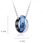 Blue and silver Cross Bible rings titanium pendant and necklace