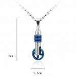 Blue and silver unicycle titanium pendant and necklace
