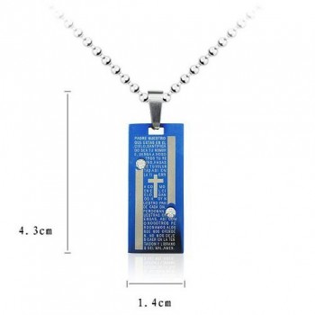 Fashion blue cross bible two stars titanium pendant necklace