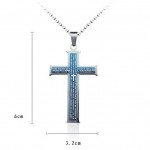 Bible blue and silver Cross titanium Pendant and Necklace