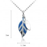 Hackberry Leaf blue titanium pendant and necklace