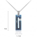 Fashion Bible Cross blue titanium necklace and diamond pendant
