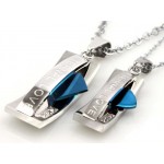 Eternal Love Sweetheart Lovers Blue Titanium Necklace Pendant