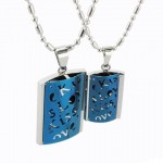 Kiss Love Sweetheart Blue Titanium Necklace Pendant