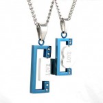 Sweetheart Love rotatable Blue Titanium Necklace Pendant