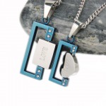 Sweetheart Love rotatable Blue Titanium Necklace Pendant