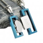 Sweetheart Love rotatable Blue Titanium Necklace Pendant