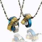 Fashion Sweetheart Three Color Rings Titanium Necklace Pendant 