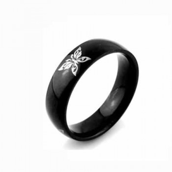 Butterfly Mens 6mm Black Titanium Ring