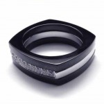 8mm Diamond Unisex Black Titanium Band Ring