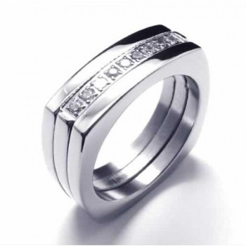 8mm Diamond Unisex Titanium Band Ring