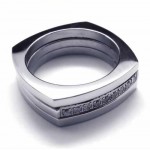 8mm Diamond Unisex Titanium Band Ring