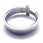 8mm Cross Diamond Unisex Titanium Band Ring