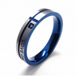 LOVE ONLY YOU Mens 4mm Blue Titanium Ring