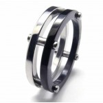 Two Circles Mens 6mm Titanium Ring