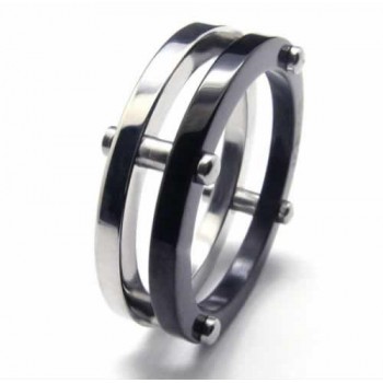 Two Circles Mens 6mm Titanium Ring