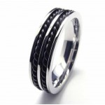 Titanium 5mm Two Grooved with Chain Band Ring
