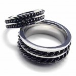 Titanium 5mm Two Grooved with Chain Band Ring