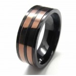 8mm Titanium Two Circles Inlaid Court Band Ring