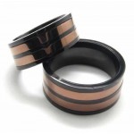8mm Titanium Two Circles Inlaid Court Band Ring