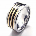 9mm Titanium & Gold Inlaid Court Band Ring