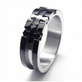 Cross Inlaid 6mm Black Titanium Ring