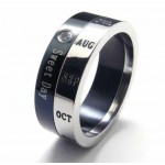 Sweet Day 8mm Diamond set Titanium Inlaid Court Band Ring