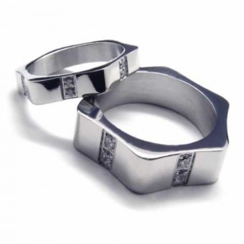 Diamond set 6mm Titanium Inlaid Court Band Ring