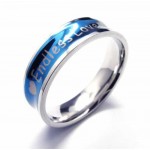 Endless Love Mens 6mm Concaved Blue Titanium Ring